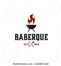 barbeque logo with a modern vintage style, and simple unique illustrations
