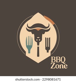 Barbeque logo on isolated brown background