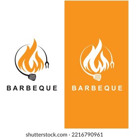 diseño de imagen vectorial de símbolo y logotipo de barbacoa