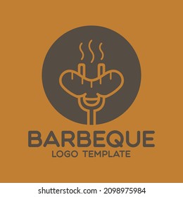 Barbeque logo template with simple line style