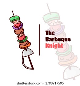 BARBEQUE LOGO WITH VEGETABLES AND MEAT PURCHASED BY KNIGHT NEEDLE SWORD