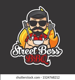 barbeque man mascot logo design vector