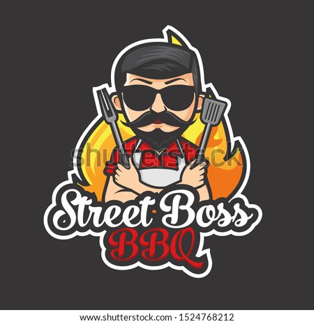 barbeque man mascot logo design vector