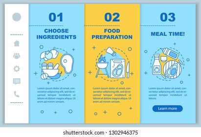 Barbeque manual app page screen vector template. Cooking meat. Preparations for grilling walkthrough website with linear illustrations. Rescue services. UX,UI, GUI smartphone interface concept