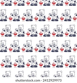 Barbeque mascot pig vector cartoon seamless pattern background for wallpaper, wrapping, packing, and backdrop.