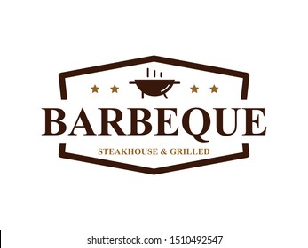 Barbeque Meat Cooking Restaurant Vintage Badge Logo