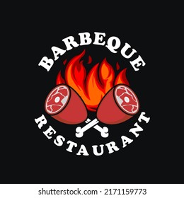 barbeque on fire vector logo