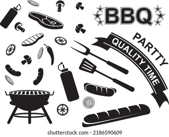 Barbeque-Party auf schwarz-weißem Hintergrund