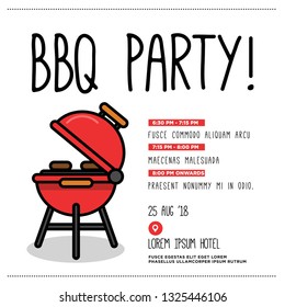 Barbeque Party Invitation Design with Where and When Details