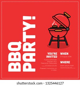 Barbeque Party Invitation Design with Where and When Details