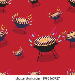 barbeque party seamless pattern, suitable for food-based graphic needs