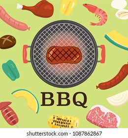 Barbeque party vector poster.