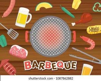 Barbeque party vector poster.