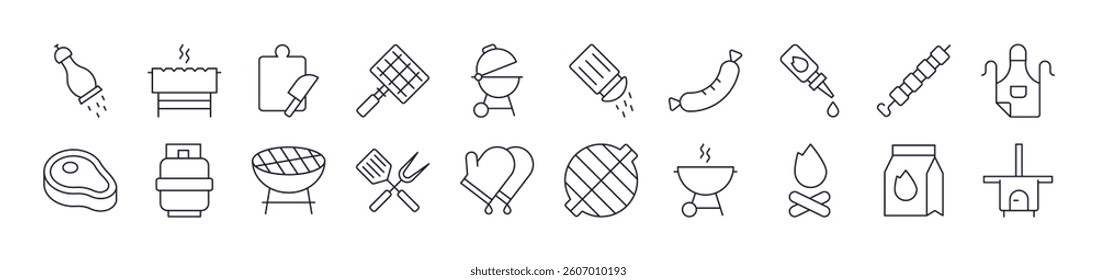 Barbeque Picture Collection. Editable Stroke. Perfect for Infographics, Articles, Books, Flyers, Banners