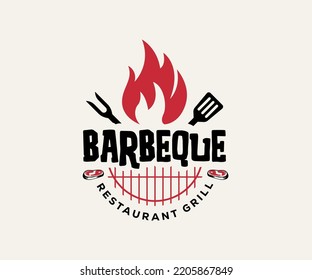 Barbeque restaurant grill logo template