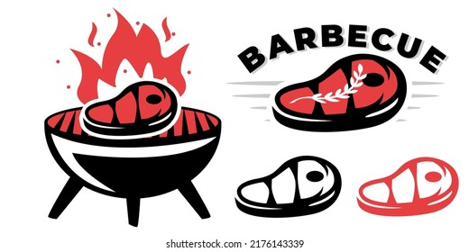 Barbeque Grill Logo Design, Rindfleisch-Illustration