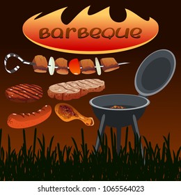 barbeque set on a dark background