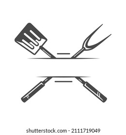 Espátula de barbacoa y tenedor aislados sobre fondo blanco. Concepto de barbacoa. Icono De La Parrilla De Barbacoa. Ilustraciones vectoriales