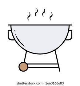 Barbeque Steel Grill Stove Concept, Steak Heater on White background, Outdoor Metal Grilled food maker vector color icon design