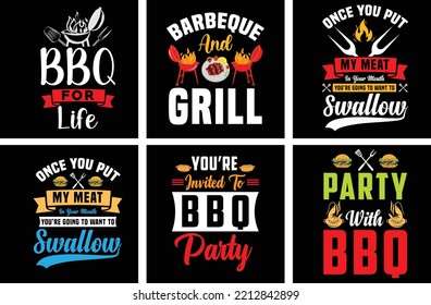 Barbeque T shirt design bundle. Barbeque Vector Graphics. Barbeque Grill Typography. BBQ SVG Bundle