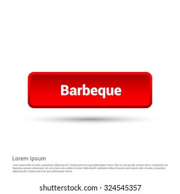 Barbeque Text Realistic 3d red button