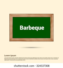 Barbeque Text Realistic Green chalk board