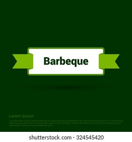 Barbeque Text Realistic Green Ribbon banner