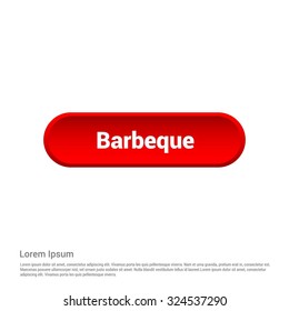 Barbeque Text Realistic Red Button