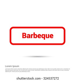 Barbeque Text Realistic Red Buttonh