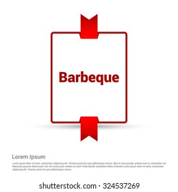 Barbeque Text Realistic red ribbon banner