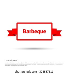 Barbeque Text Realistic red ribbon