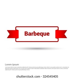 Barbeque Text Realistic Red Ribbon banner