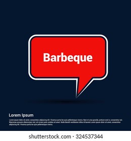 Barbeque Text Realistic red Speech Bubble