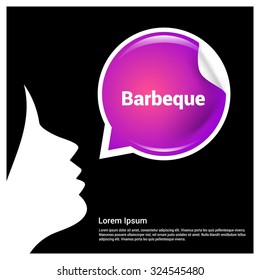 Barbeque Text Realistic Speech Bubble with women 