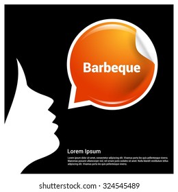 Barbeque Text Realistic Speech Bubble with women 