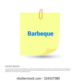 Barbeque Text Realistic Sticky Note