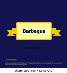 Barbeque Text Realistic Yellow Ribbon banner