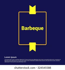 Barbeque Text Realistic Yellow ribbon banner