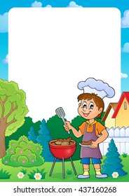 Marco de tema de barbacoa 1 - ilustración vectorial eps10.