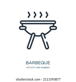 barbeque thin line icon. hot, cooking linear icons from activity and hobbies concept isolated outline sign. Vector illustration symbol element for web design and apps.