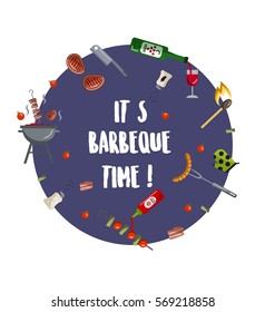 It's barbeque time. Barbeque illustration. Ideal for grill bar advertisement.