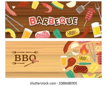 Barbeque vector banner set.