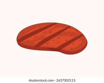 Barbeque vector design illustration in flat style showing grill, meat, and cooking tools. Perfect for summer party, outdoor cooking, picnic, and food-related themes.