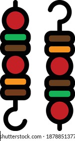 Barbeque Vector Icon in Filled Outline Style. BBQ is a special type of grill. It is also a way to prepare meat which is then cooked with a barbecue sauce.Vector illustration icon for app, web, logo