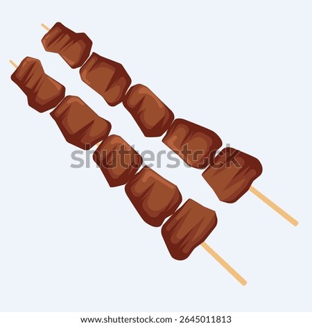 Barbeque vector illustration, grilled meat, pork skewers
