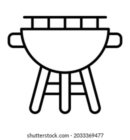 Barbeque Vector Outline Icon Isolated On White Background
