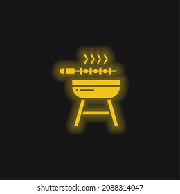 Barbeque yellow glowing neon icon