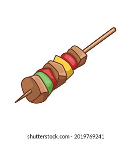 barbeques satay with meat and vegetables illustration, barbeques vector, barbeques isolated design on white background