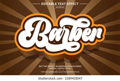 Barber 3D editable text effect template