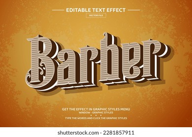 Barber 3D editable text effect template